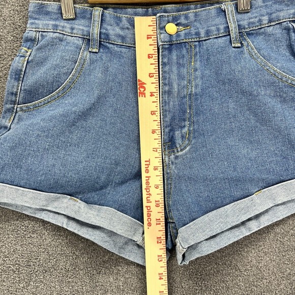 SheIn Shorts Womens Size S Blue Cuffed Denim Jean High Rise Clean Cut Light Wash - Picture 10 of 10